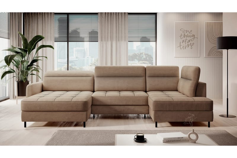 Berrto Soffa med Divan och Schäslong 5-sits - Beige - Möbler - Vardagsrum - Soffor - U-soffor