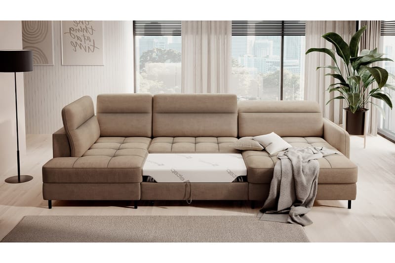 Berrto Soffa med Divan och Schäslong 5-sits - Beige - Möbler - Vardagsrum - Soffor - U-soffor