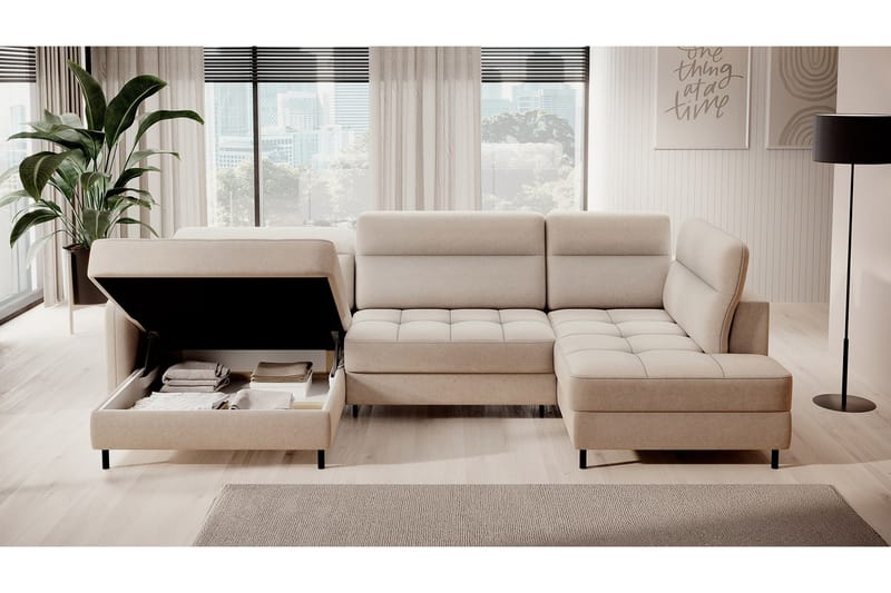 Berrto Soffa med Divan och Schäslong 5-sits - Beige - Möbler - Vardagsrum - Soffor - U-soffor