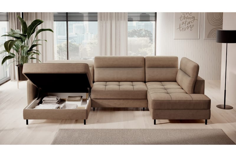 Berrto Soffa med Divan och Schäslong 5-sits - Beige - Möbler - Vardagsrum - Soffor - U-soffor