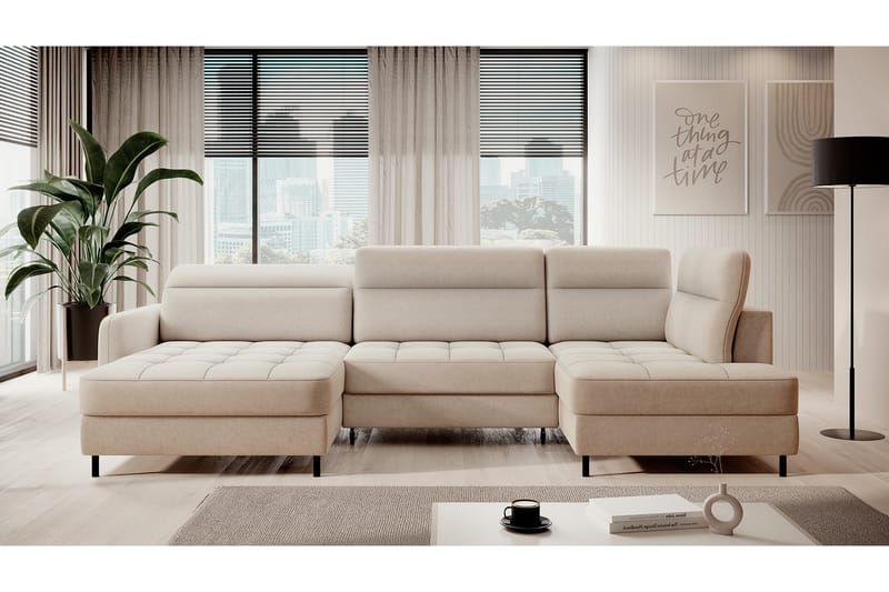 Berrto Soffa med Divan och Schäslong 5-sits - Beige - Möbler - Vardagsrum - Soffor - U-soffor