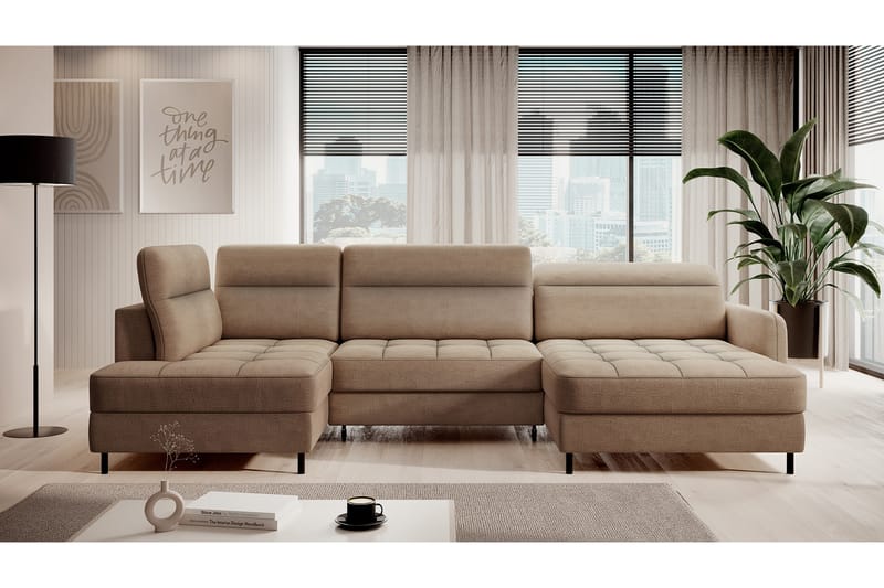 Berrto Soffa med Divan och Schäslong 5-sits Beige - Möbler - Vardagsrum - Soffor - U-soffor