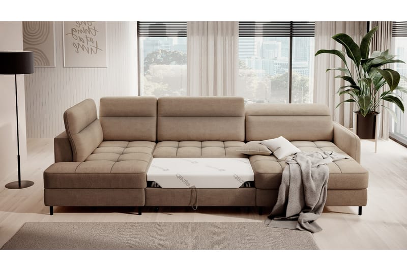 Berrto Soffa med Divan och Schäslong 5-sits Beige - Möbler - Vardagsrum - Soffor - U-soffor