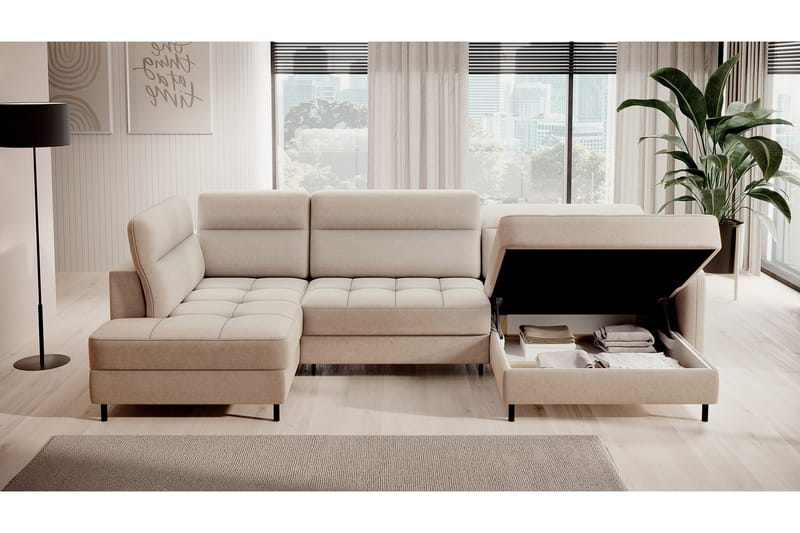 Berrto Soffa med Divan och Schäslong 5-sits Beige - Möbler - Vardagsrum - Soffor - U-soffor