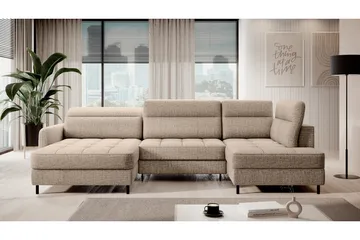 Berrto Soffa med Divan och Schäslong 5-sits - Beige - Möbler - Vardagsrum - Soffor - U-soffor