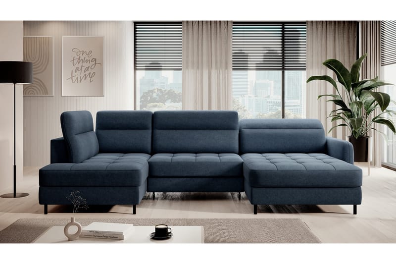 Berrto Soffa med Divan och Schäslong 5-sits Blå - Möbler - Vardagsrum - Soffor - U-soffor