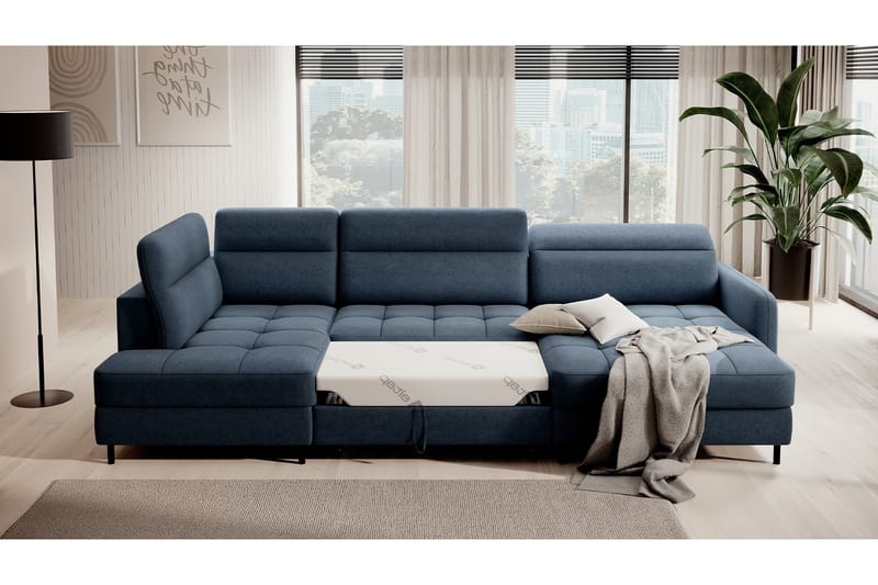Berrto Soffa med Divan och Schäslong 5-sits Blå - Möbler - Vardagsrum - Soffor - U-soffor