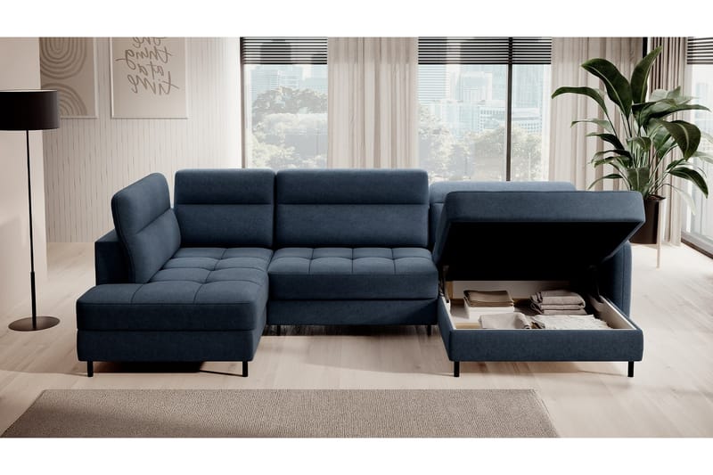 Berrto Soffa med Divan och Schäslong 5-sits Blå - Möbler - Vardagsrum - Soffor - U-soffor