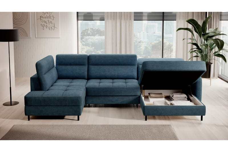 Berrto Soffa med Divan och Schäslong 5-sits - Blå - Möbler - Vardagsrum - Soffor - U-soffor