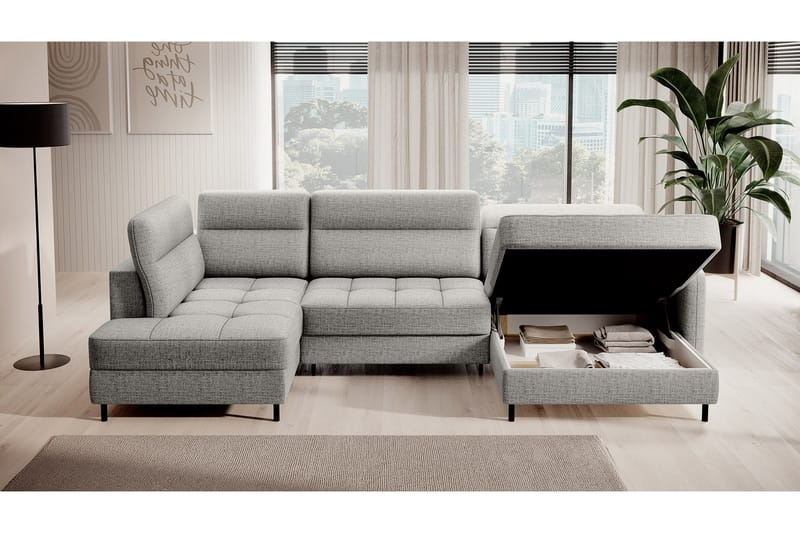 Berrto Soffa med Divan och Schäslong 5-sits - Grå - Möbler - Vardagsrum - Soffor - U-soffor