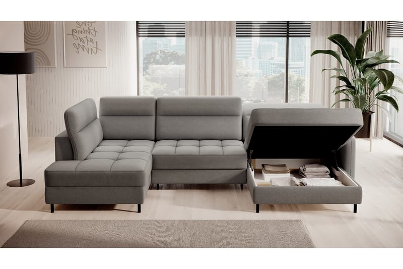 Berrto Soffa med Divan och Schäslong 5-sits - Grå - Möbler - Vardagsrum - Soffor - U-soffor