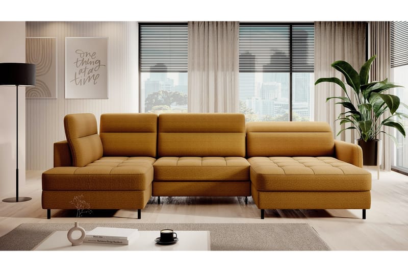 Berrto Soffa med Divan och Schäslong 5-sits Guld - Möbler - Vardagsrum - Soffor - U-soffor