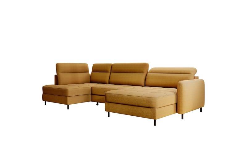 Berrto Soffa med Divan och Schäslong 5-sits Guld - Möbler - Vardagsrum - Soffor - U-soffor