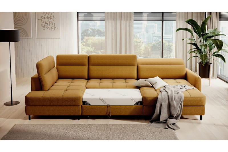 Berrto Soffa med Divan och Schäslong 5-sits - Guld - Möbler - Vardagsrum - Soffor - U-soffor