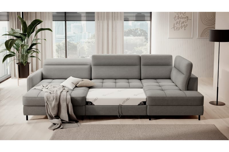 Berrto Soffa med Divan och Schäslong 5-sits - Ljusgrå - Möbler - Vardagsrum - Soffor - U-soffor