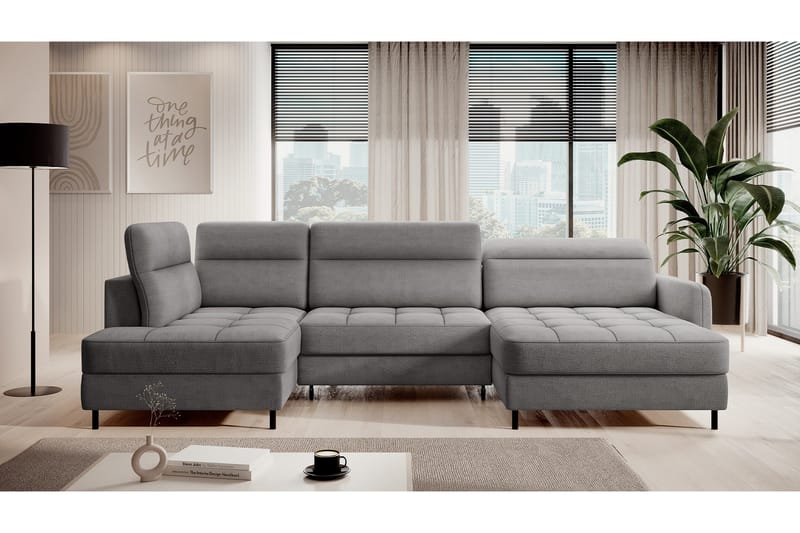 Berrto Soffa med Divan och Schäslong 5-sits - Ljusgrå - Möbler - Vardagsrum - Soffor - U-soffor