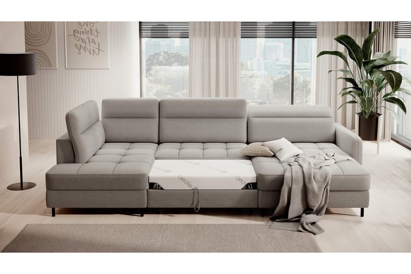 Berrto Soffa med Divan och Schäslong 5-sits - Ljusgrå - Möbler - Vardagsrum - Soffor - U-soffor