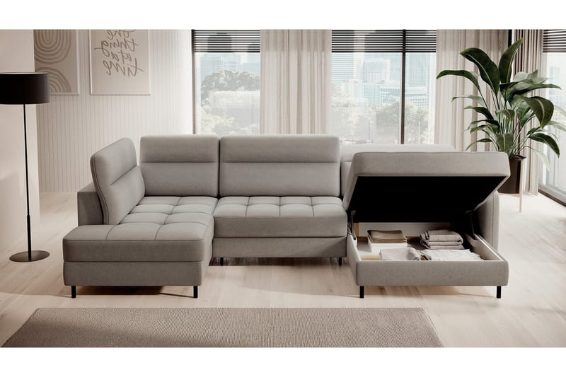 Berrto Soffa med Divan och Schäslong 5-sits - Ljusgrå - Möbler - Vardagsrum - Soffor - U-soffor