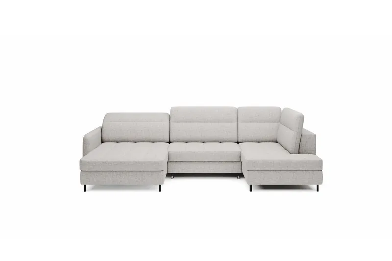 Berrto Soffa med Divan och Schäslong 5-sits, Ljusgrå