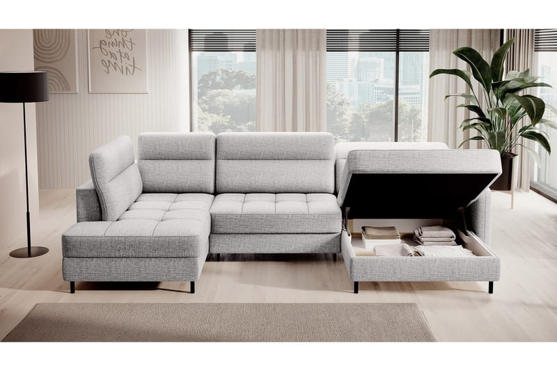 Berrto Soffa med Divan och Schäslong 5-sits - Ljusgrå - Möbler - Vardagsrum - Soffor - U-soffor