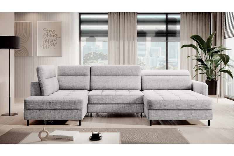Berrto Soffa med Divan och Schäslong 5-sits - Ljusgrå - Möbler - Vardagsrum - Soffor - U-soffor