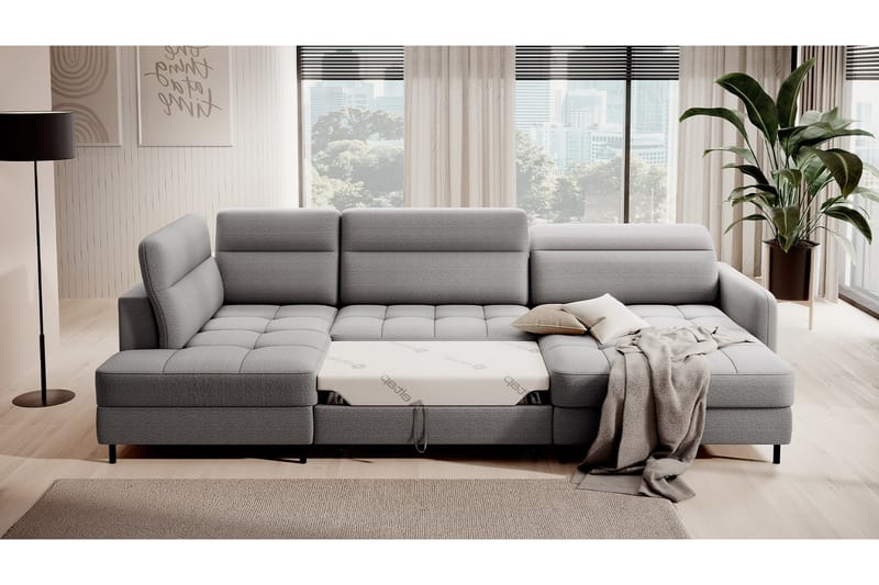 Berrto Soffa med Divan och Schäslong 5-sits Ljusgrå - Möbler - Vardagsrum - Soffor - U-soffor