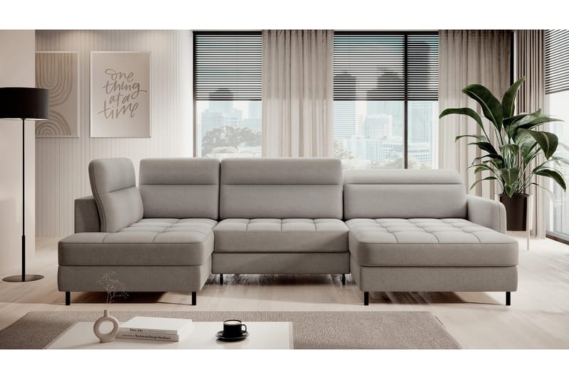 Berrto Soffa med Divan och Schäslong 5-sits Ljusgrå - Möbler - Vardagsrum - Soffor - U-soffor