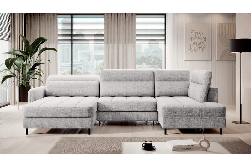 Berrto Soffa med Divan och Schäslong 5-sits Ljusgrå - Möbler - Vardagsrum - Soffor - U-soffor