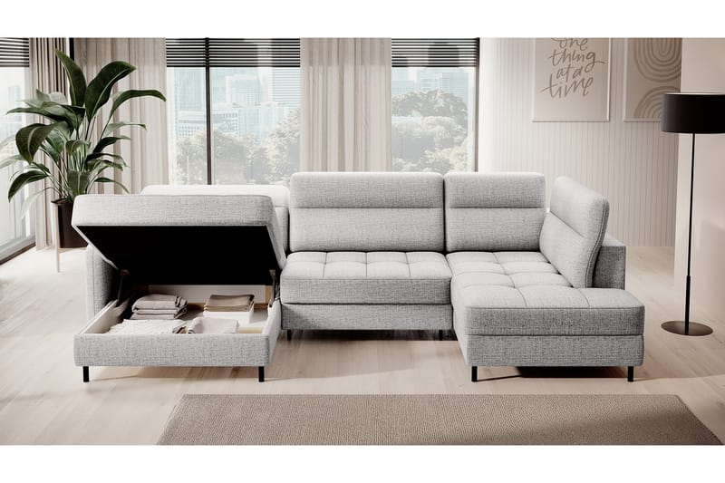 Berrto Soffa med Divan och Schäslong 5-sits Ljusgrå - Möbler - Vardagsrum - Soffor - U-soffor