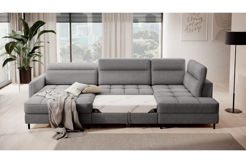 Berrto Soffa med Divan och Schäslong 5-sits - Ljusgrå - Möbler - Vardagsrum - Soffor - U-soffor