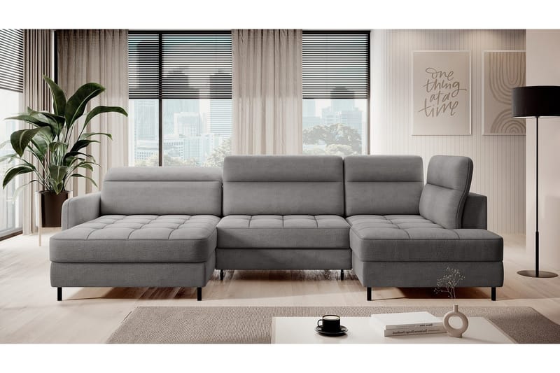 Berrto Soffa med Divan och Schäslong 5-sits - Ljusgrå - Möbler - Vardagsrum - Soffor - U-soffor