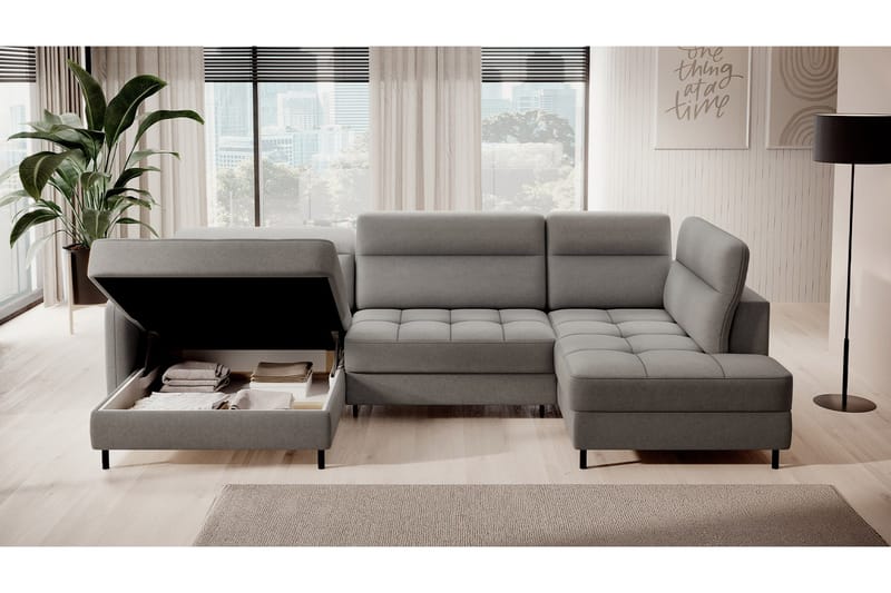Berrto Soffa med Divan och Schäslong 5-sits - Ljusgrå - Möbler - Vardagsrum - Soffor - U-soffor