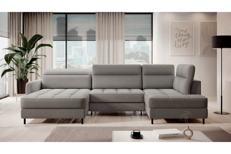Berrto Soffa med Divan och Schäslong 5-sits - Ljusgrå - Möbler - Vardagsrum - Soffor - U-soffor
