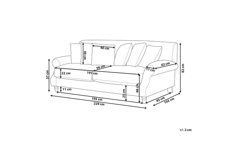 Bijan Soffa 3-sits - Beige/Mörkt trä - Möbler - Vardagsrum - Soffor - 3-sits soffor