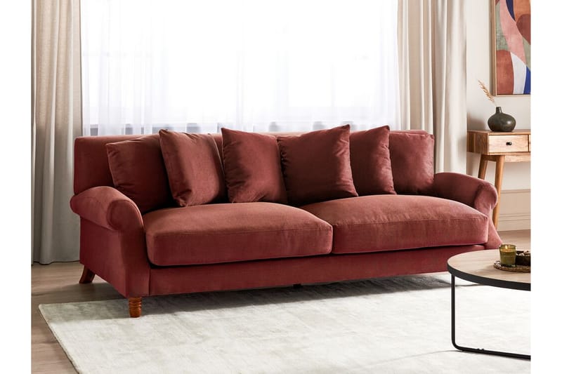 Bijan Soffa 3-sits - Röd/Mörkt trä - Möbler - Vardagsrum - Soffor - 3-sits soffor
