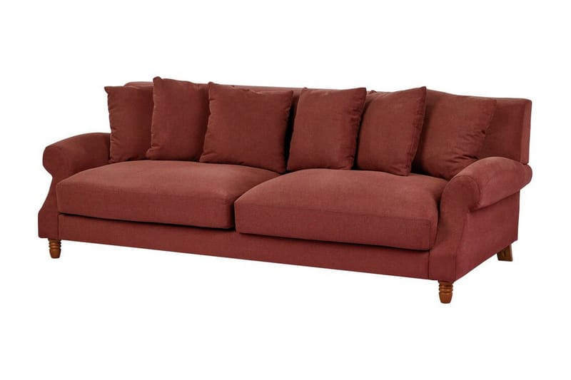 Bijan Soffa 3-sits - Röd/Mörkt trä - Möbler - Vardagsrum - Soffor - 3-sits soffor