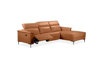 Hörnsoffa 3-sits Lund Cognac, PU, Höger elektrisk vilstol - Cognac, PU, Höger elektrisk vilstol - Möbler - Vardagsrum - Soffor - Reclinersoffor & Biosoffor