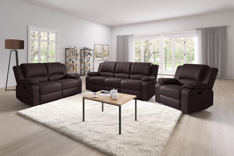 NANTERRE Liten Reclinersoffa 2-sits Konstläder - Fällbar soffa - Biosoffa Brun - Möbler - Vardagsrum - Soffor - Reclinersoffor & Biosoffor