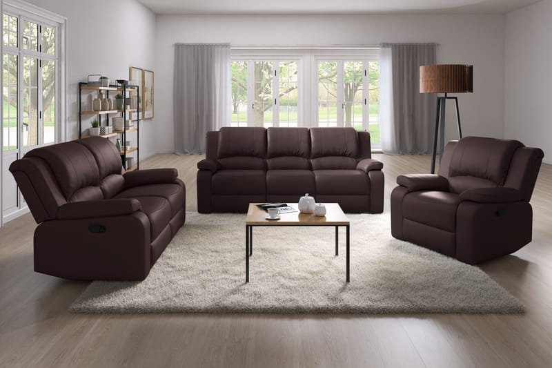 NANTERRE Liten Reclinersoffa 2-sits Konstläder - Fällbar soffa - Biosoffa Brun - Möbler - Vardagsrum - Soffor - Reclinersoffor & Biosoffor