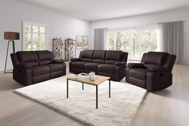 NANTERRE Reclinersoffa 3-sits Konstläder Brun - Reclinersoffor & Biosoffor