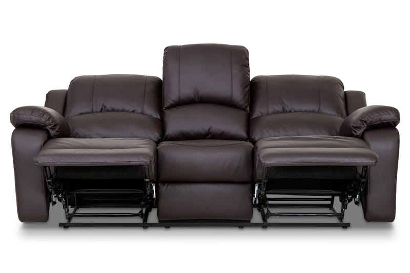 NANTERRE Reclinersoffa 3-sits Konstläder Brun - Reclinersoffor & Biosoffor