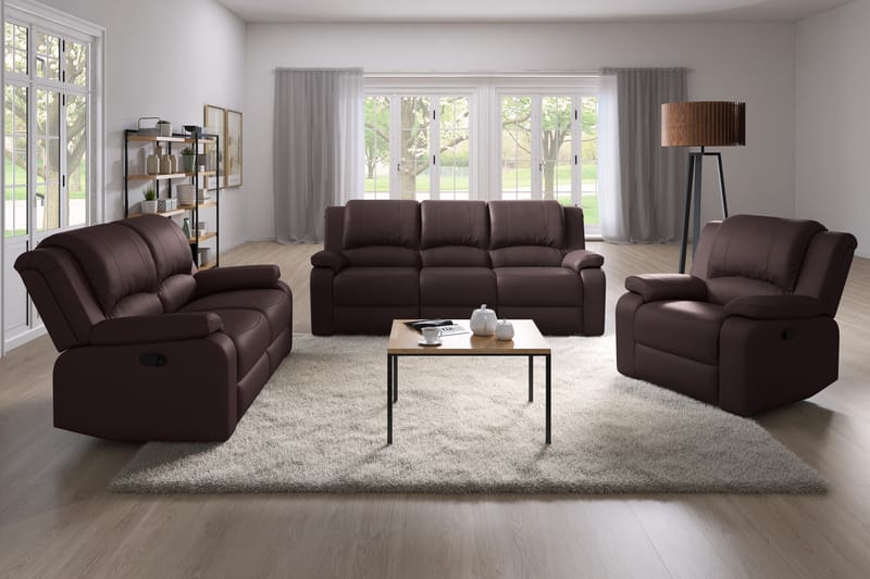 NANTERRE Reclinersoffa 3-sits Konstläder Brun - Reclinersoffor & Biosoffor