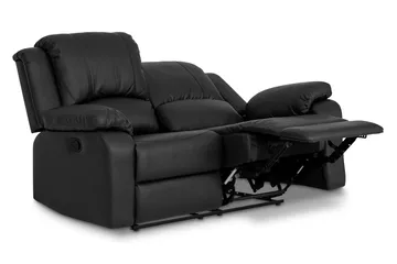 Norbo Liten Reclinersoffa 2-sits Konstläder - Fällbar soffa - Biosoffa - Svart / Mörk - Möbler - Vardagsrum - Soffor - Reclinersoffor & Biosoffor
