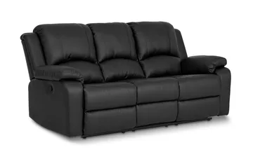 Norbo Skön Reclinersoffa 3 sits Konstläder - Fällbar soffa - Biosoffa - Svart - Möbler - Vardagsrum - Soffor - Reclinersoffor & Biosoffor