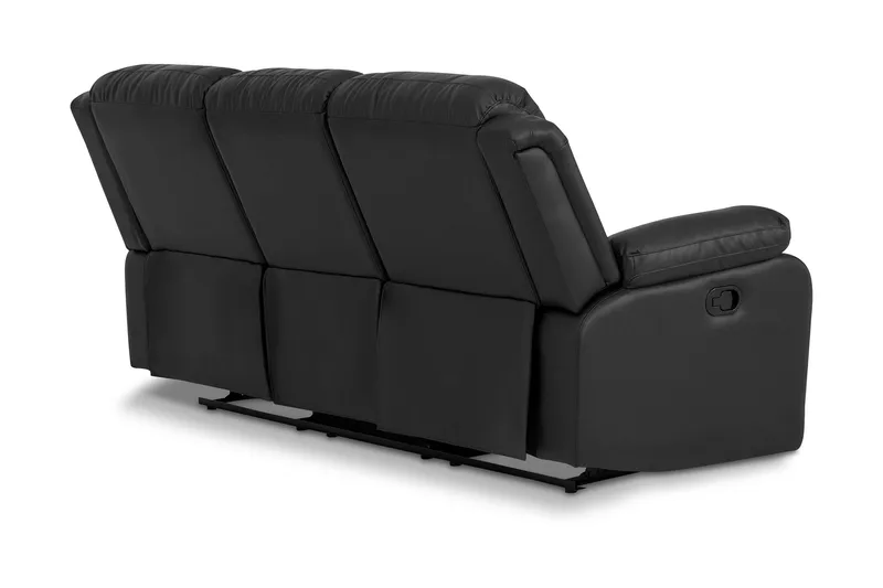 Norbo Skön Reclinersoffa 3 sits Konstläder - Fällbar soffa - Biosoffa - Svart - Möbler - Vardagsrum - Soffor - Reclinersoffor & Biosoffor