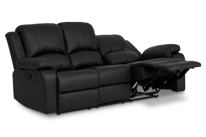Norbo Skön Reclinersoffa 3 sits Konstläder - Fällbar soffa - Biosoffa - Svart - Möbler - Vardagsrum - Soffor - Reclinersoffor & Biosoffor