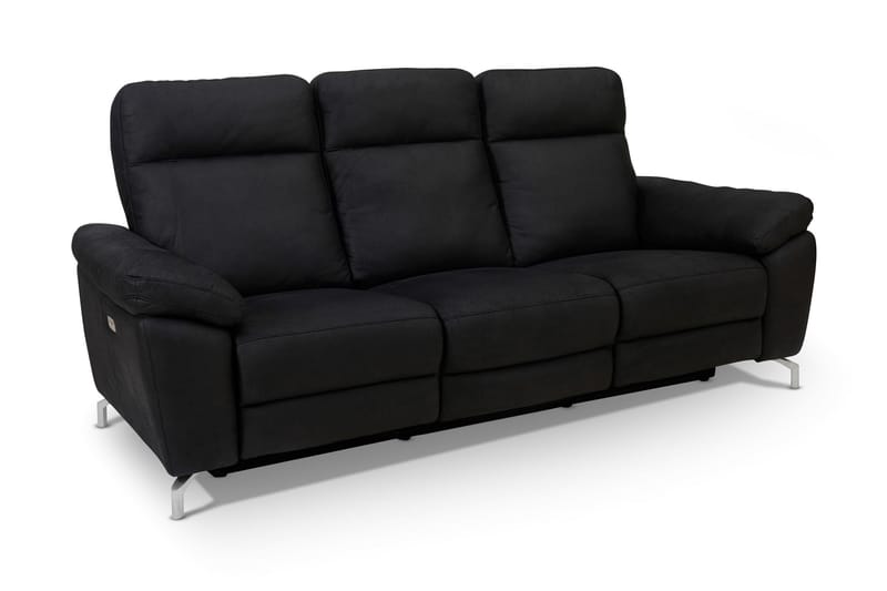 POPINNS 3-sits Reclinersoffa Svart/Silver - Reclinersoffor & Biosoffor - Skinnsoffor