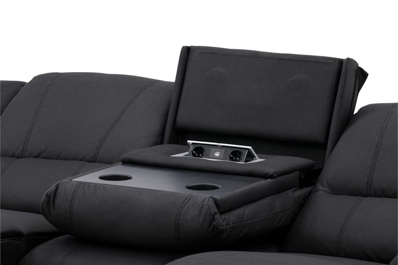 Reclinersoffa med hörn Comfort Living Singapore Reclinersoffa 3 sits Konstläder Black - Möbler - Vardagsrum - Soffor - Reclinersoffor & Biosoffor