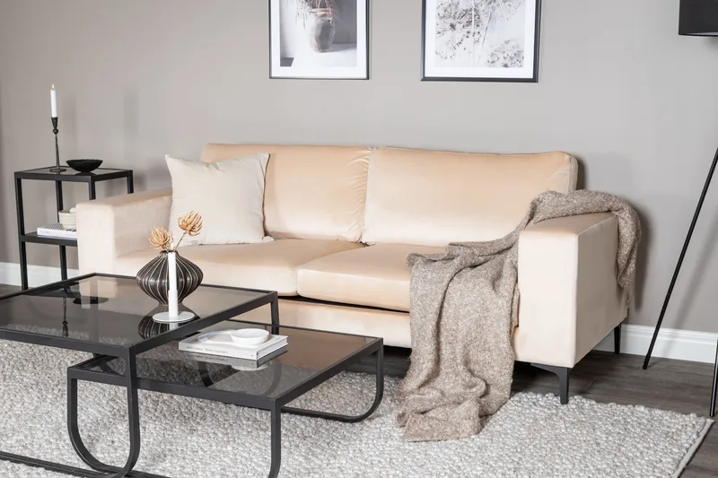 Bolero Sammetssoffa 3-sits - Beige - Möbler - Vardagsrum - Soffor - Sammetssoffor