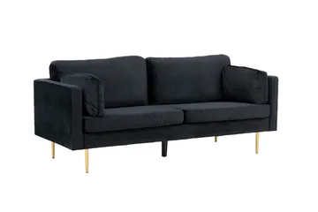 Boom Sammetssoffa 3-sits - Svart - Möbler - Vardagsrum - Soffor - Sammetssoffor